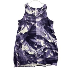 Marla Wynne Purple White Lantern Dress 3X Pockets Stretch